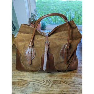 Tumi Unisex Brown Genuine Leather Suede Cowhide Carry On Shoulder Bag